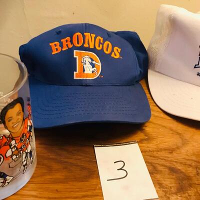 Denver Broncos Memorabilia Hats Glasses