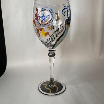 Lot 78. Handprinted Zodiac Wine Glasses