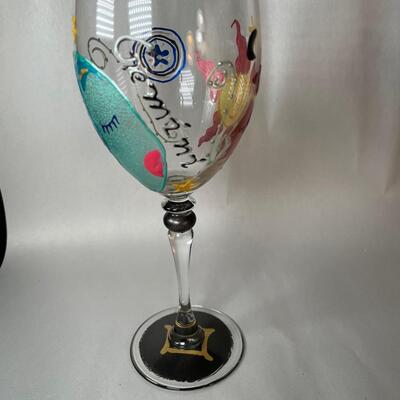 Lot 78. Handprinted Zodiac Wine Glasses