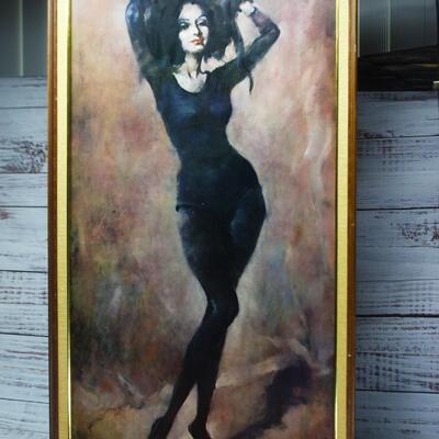 Framed Wall Art Reproduction Print of Model in Black by Artist Julian