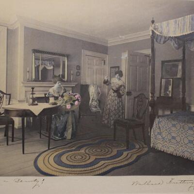 Antique Framed and Signed Platinotype Print Hand Colored by Wallace Nutting