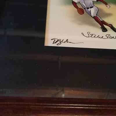 Vintage Lithograph Hand Signed by Mike Schmidt, Robin Roberts and Steve Carlton.