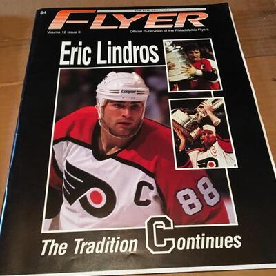 1990s ERIC DEJARDINS Autograph Philadelphia Flyers with Magazine Lot.