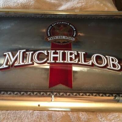 MICHELOB Large Commercial Bar Mirror 34â€ x 22â€.