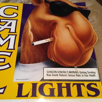 Camel Lights Tobacco and Lottery 17â€ x 28â€ Metal Store Advertising Sign.