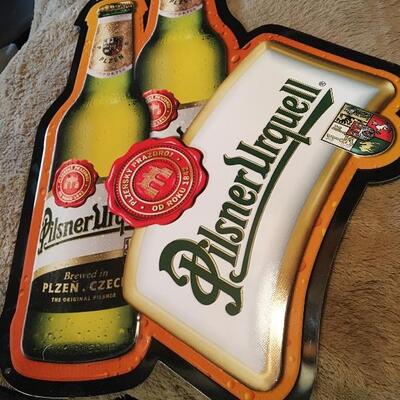 Pilsner Urquell Beer 18â€ x 25â€ Metal Store Advertising Sign.