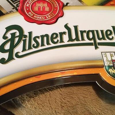 Pilsner Urquell Beer 18â€ x 25â€ Metal Store Advertising Sign.