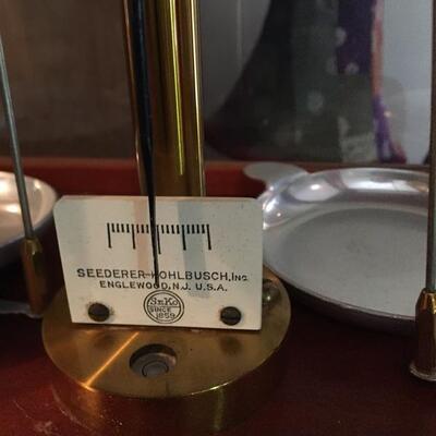 Antique Scientific Pharmacy Scale Complete with weights.