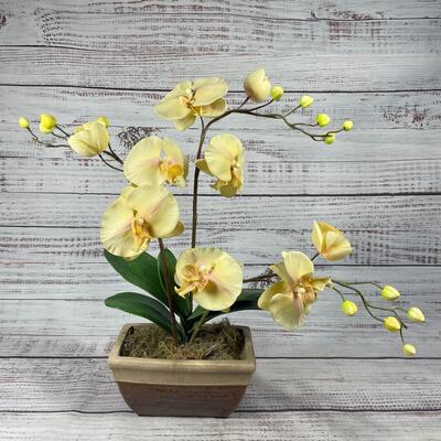 Faux Artificial Yellow Orchid Flower Plant