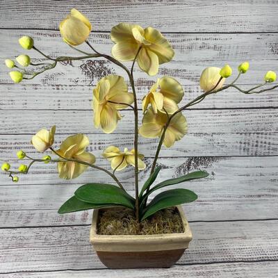Faux Artificial Yellow Orchid Flower Plant
