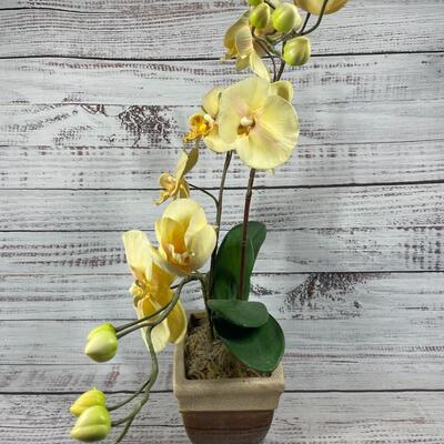 Faux Artificial Yellow Orchid Flower Plant