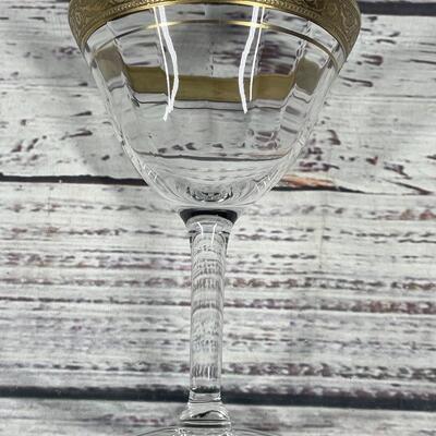 Two Gold Rimmed Wine Champagne Glasses