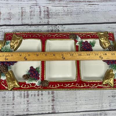 Holiday Designed Divided Food Platter Tray