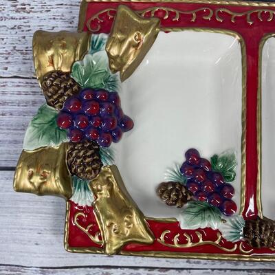 Holiday Designed Divided Food Platter Tray