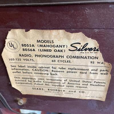 804 VINTAGE SEARS SILVERTONE RADIO PHONOGRAPH CONSOLE