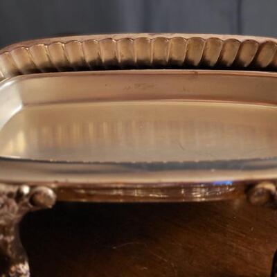 Lot 5: Vintage Heavy Silverplated Fancy Covered Butter Dish w/ Lion Motif Feet