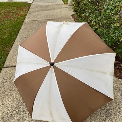 Large Brown & White Colored Umbrella
