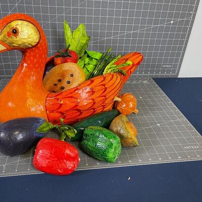 Paper Mache Vegetables and Goose Orange 