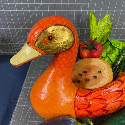 Paper Mache Vegetables and Goose Orange 