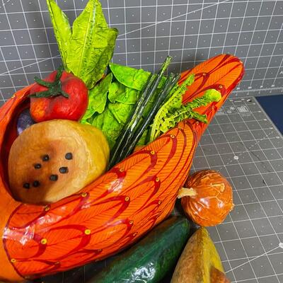 Paper Mache Vegetables and Goose Orange 