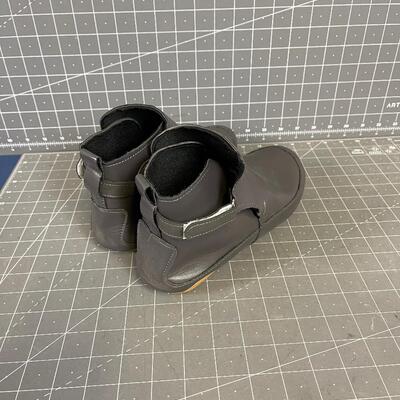 Gray Moccasin Boots Vinyl