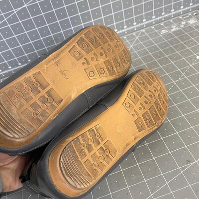 Gray Moccasin Boots Vinyl