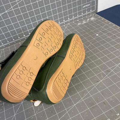 Green Moccasin Boots Vinyl