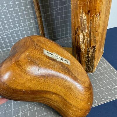 Wood Bowl And Wood Tote 