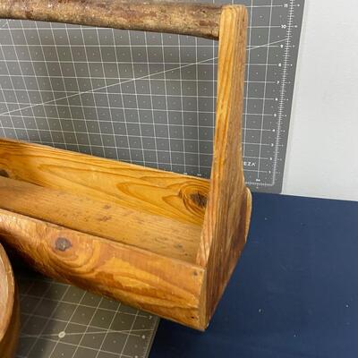 Wood Bowl And Wood Tote 