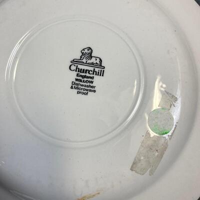 Vintage Blue Willow Transfer Ware Cup, Saucer and Dinner Plate