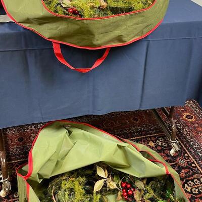 2 Wreath Cases with Garland and wreath