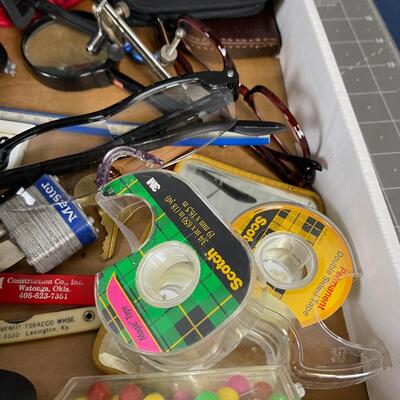 Office Tray: Stapler, Clock Etc.
