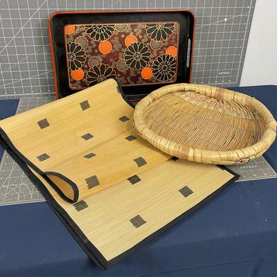 Bamboo Runner , Basket and Tray 