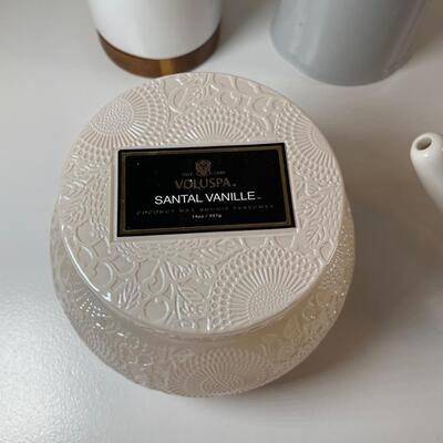 Lot 163. Voluspa Candle and Bathroom Misc