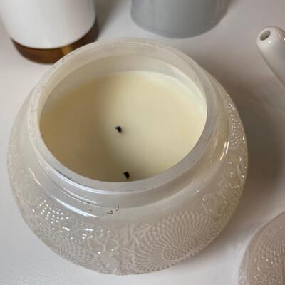 Lot 163. Voluspa Candle and Bathroom Misc