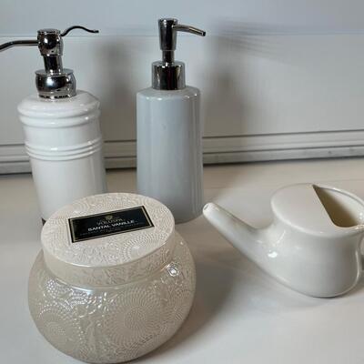 Lot 163. Voluspa Candle and Bathroom Misc