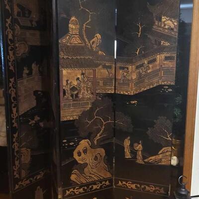 Large Asian Antique Wood 6 Section Screen Divider 7â€™ Tall!