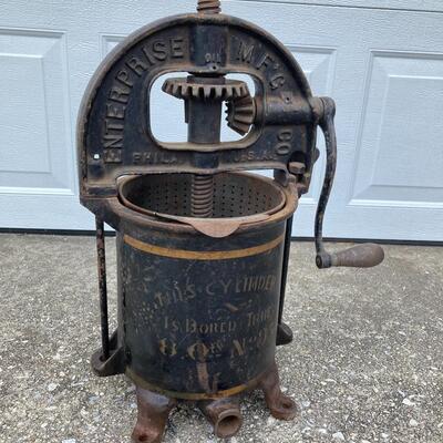 Antique Cast Iron ENTERPRISE Sausage Maker 22â€h x 10â€w