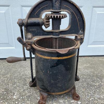 Antique Cast Iron ENTERPRISE Sausage Maker 22â€h x 10â€w