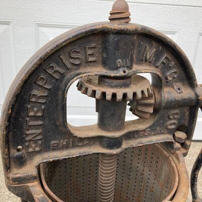 Antique Cast Iron ENTERPRISE Sausage Maker 22â€h x 10â€w