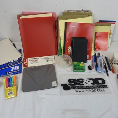 Office Lot: Note Pads, Tape, Folders, Pens and Pencils, Mouse Pads