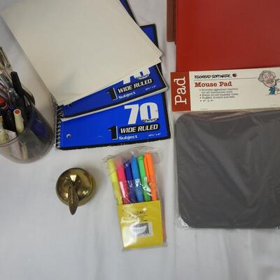 Office Lot: Note Pads, Tape, Folders, Pens and Pencils, Mouse Pads