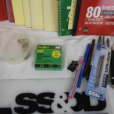 Office Lot: Note Pads, Tape, Folders, Pens and Pencils, Mouse Pads