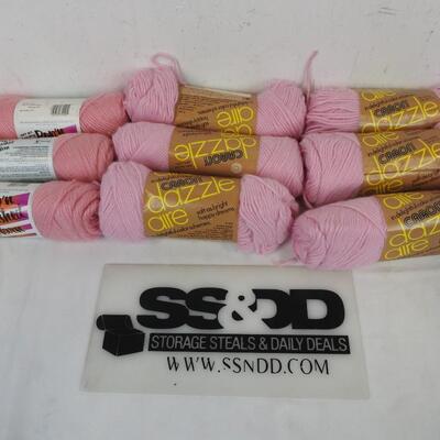 9 Skeins of Yarn: Azalea, Dazzles Aire, Flamingo Pink, Pop'n Brushed Yarn