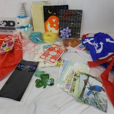 Lot of Party Supply: Balloons, Stickers, Greeting Cards, Windsocks, Crepe Paper