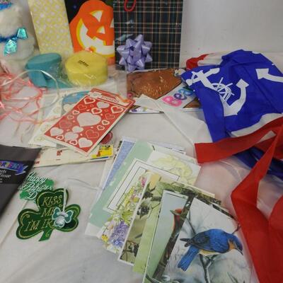 Lot of Party Supply: Balloons, Stickers, Greeting Cards, Windsocks, Crepe Paper
