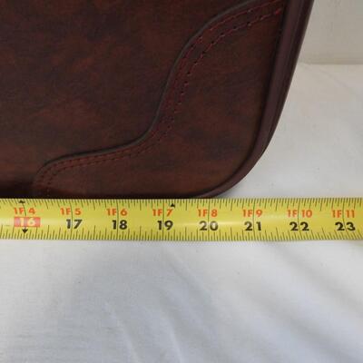 2pc Nesting Unused Vintage Red Vinyl Suitcase Luggage with Gold/Brass Color Trim