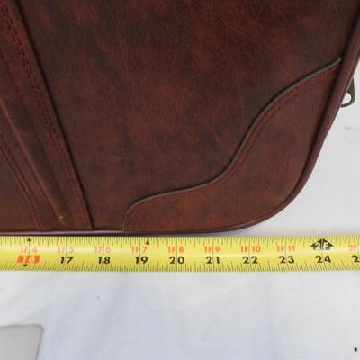 2pc Nesting Unused Vintage Red Vinyl Suitcase Luggage with Gold/Brass Color Trim