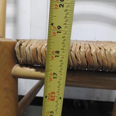 3 Wooden Kitchen Chairs, Woven Wicker Seats