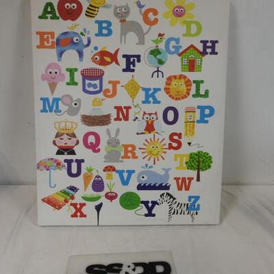ABC Alphabet Canvas Art 30 x 24 Inch Frame on White Background Ellen Crimi-Trent
